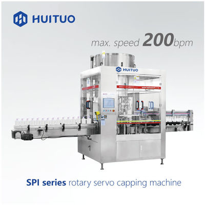 Machine de capsulage de servo automatique rotatoire souple de Huituo pour le chapeau de pompe, au dessus du disque et de Yorker de lotion